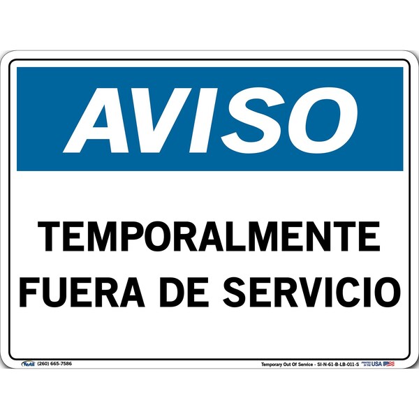 Vinyl Label Sign, 9-1/2" Height, 12-1/2" Width, Vinyl Label, Rectangle, Spanish